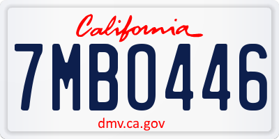 CA license plate 7MBO446
