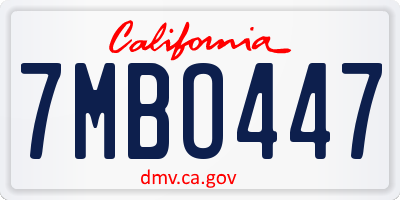 CA license plate 7MBO447