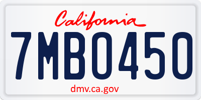 CA license plate 7MBO450