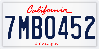 CA license plate 7MBO452