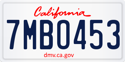 CA license plate 7MBO453