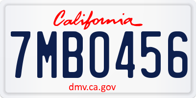 CA license plate 7MBO456