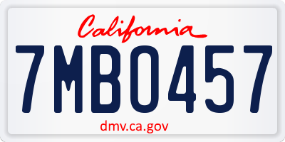 CA license plate 7MBO457