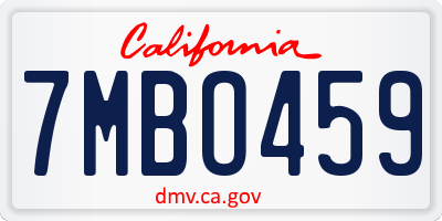 CA license plate 7MBO459