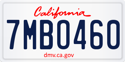 CA license plate 7MBO460