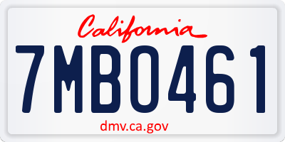 CA license plate 7MBO461