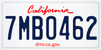 CA license plate 7MBO462