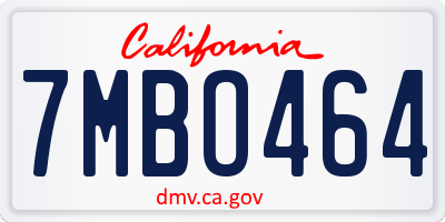 CA license plate 7MBO464