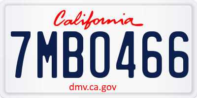 CA license plate 7MBO466