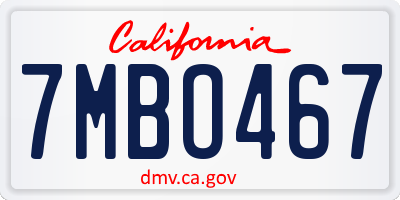 CA license plate 7MBO467