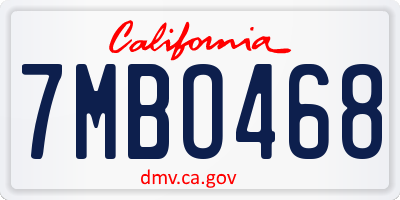 CA license plate 7MBO468