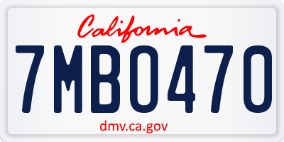 CA license plate 7MBO470