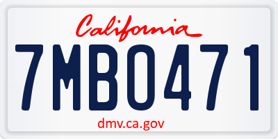 CA license plate 7MBO471