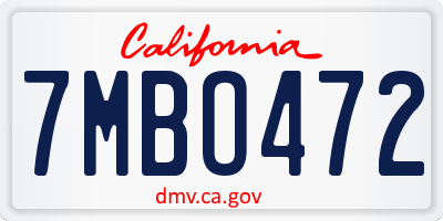 CA license plate 7MBO472