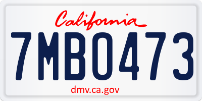 CA license plate 7MBO473