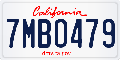 CA license plate 7MBO479