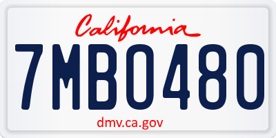 CA license plate 7MBO480