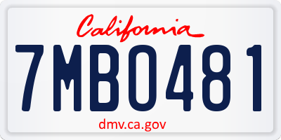 CA license plate 7MBO481