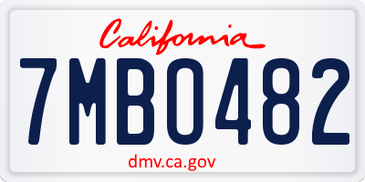 CA license plate 7MBO482