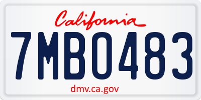 CA license plate 7MBO483