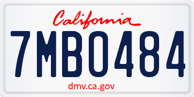 CA license plate 7MBO484