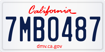 CA license plate 7MBO487