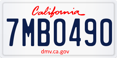 CA license plate 7MBO490