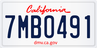 CA license plate 7MBO491