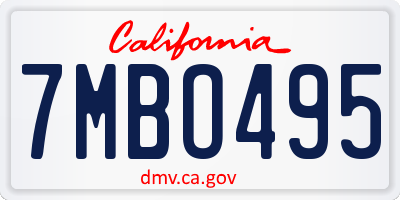 CA license plate 7MBO495