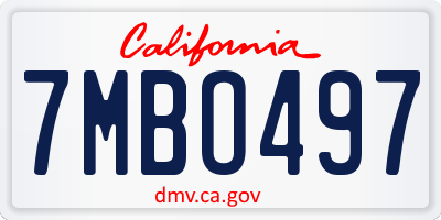 CA license plate 7MBO497