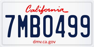 CA license plate 7MBO499