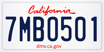 CA license plate 7MBO501