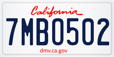 CA license plate 7MBO502