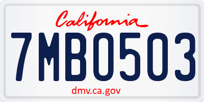 CA license plate 7MBO503