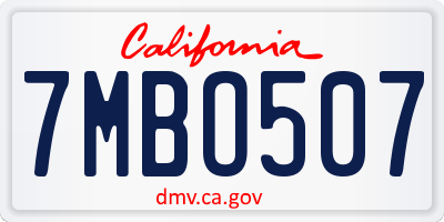 CA license plate 7MBO507