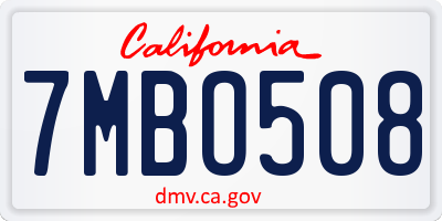 CA license plate 7MBO508