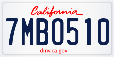 CA license plate 7MBO510