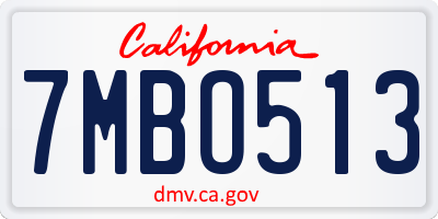 CA license plate 7MBO513