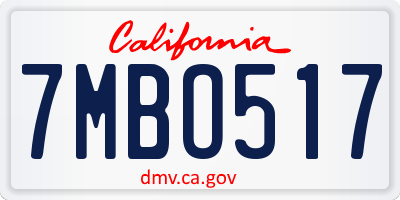 CA license plate 7MBO517