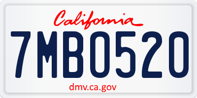 CA license plate 7MBO520