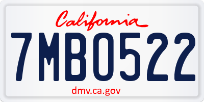 CA license plate 7MBO522