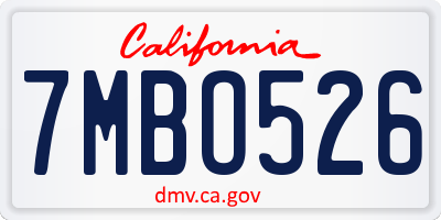 CA license plate 7MBO526
