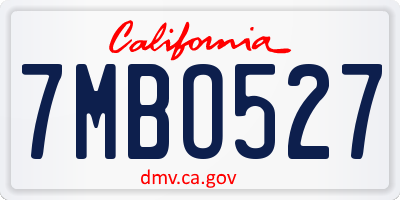 CA license plate 7MBO527