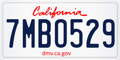 CA license plate 7MBO529