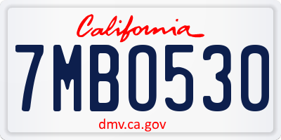 CA license plate 7MBO530