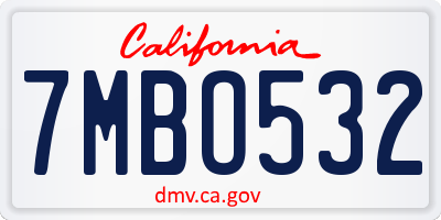 CA license plate 7MBO532