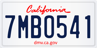 CA license plate 7MBO541