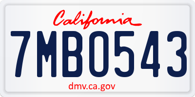 CA license plate 7MBO543