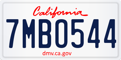 CA license plate 7MBO544