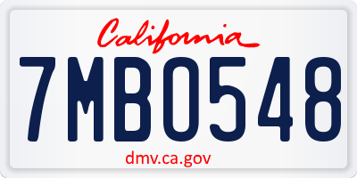 CA license plate 7MBO548